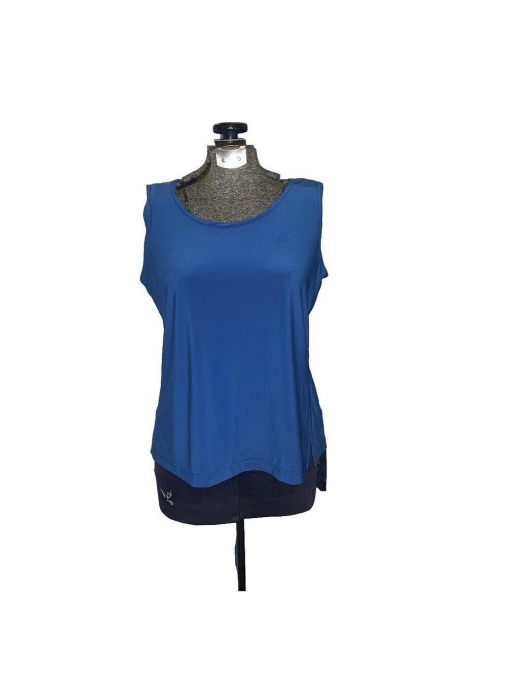 Women's Stephanie by Crystal Tank Top Size M Blue Sleeveless stretchy